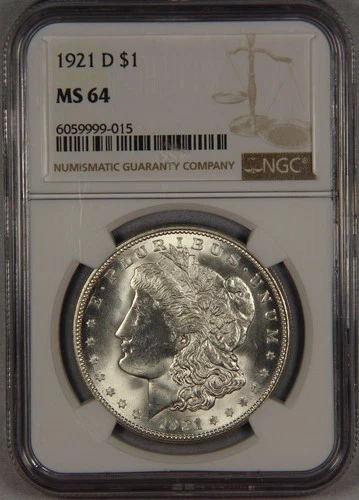 1921-D Morgan Silver Dollar NGC MS64 $1