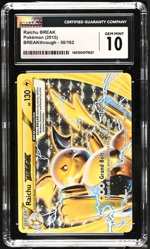 Pokémon Raichu BREAK 50/162 Breakthrough Rare Holo 2015 CGC 10 Gem Mint (POP 14)