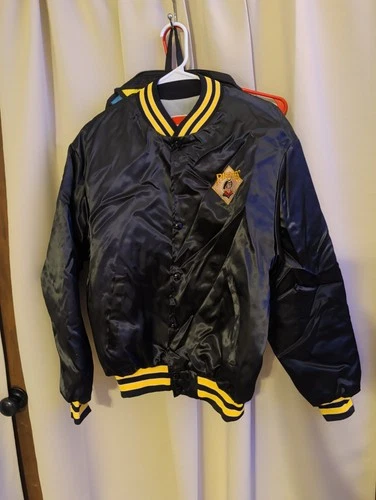 Vintage Pittsburgh Pirates Swingster Satin Bomber Jacket L Black 80s USA  - product listing photo