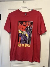 PR or Death Shirt Mens Large Red Devil Skeleton Graphic Tee Funny Running Sports