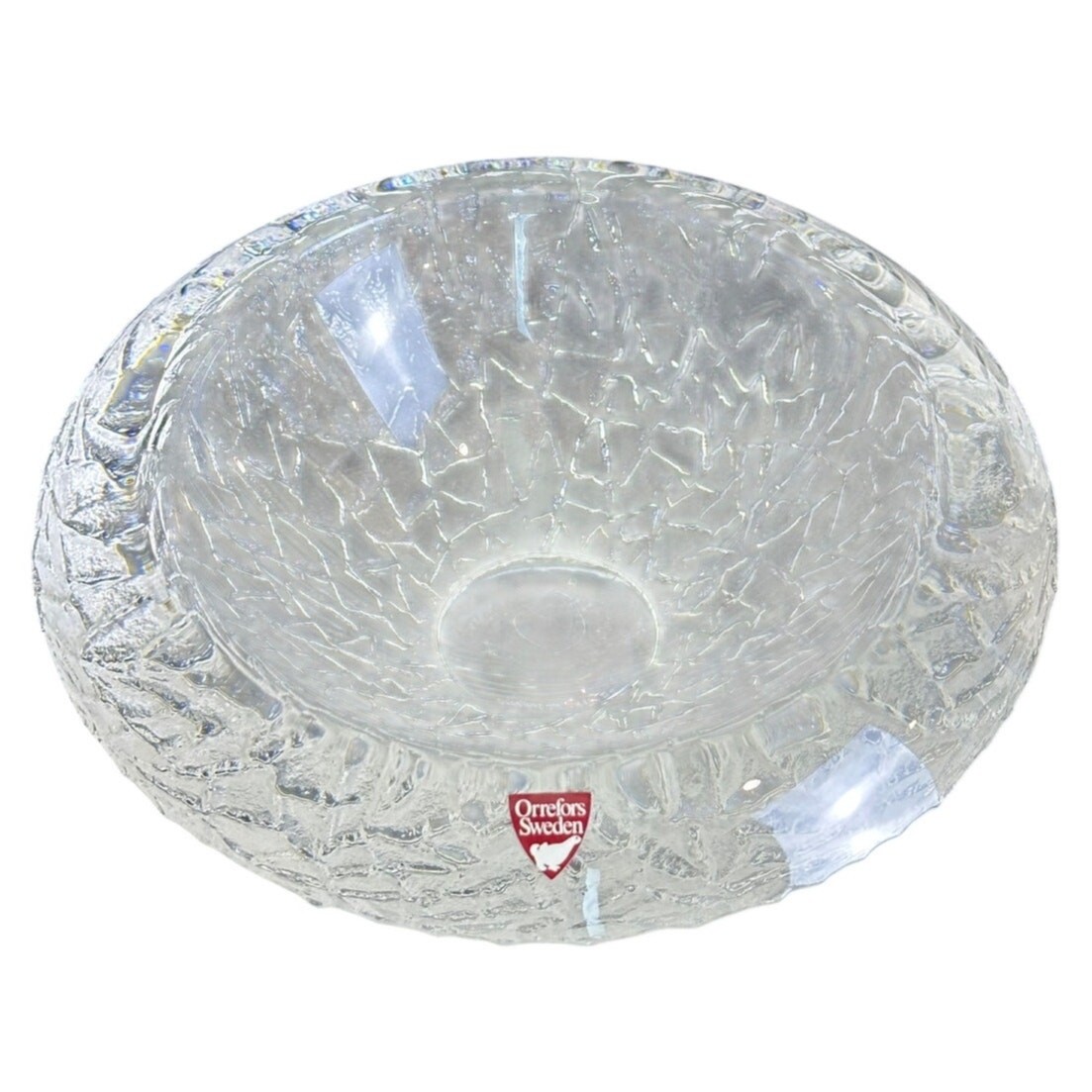 Orrefors Sweden Heavy Crystal Art Glass Bowl Deep Cut Clear 7'' x  3'' Vintage