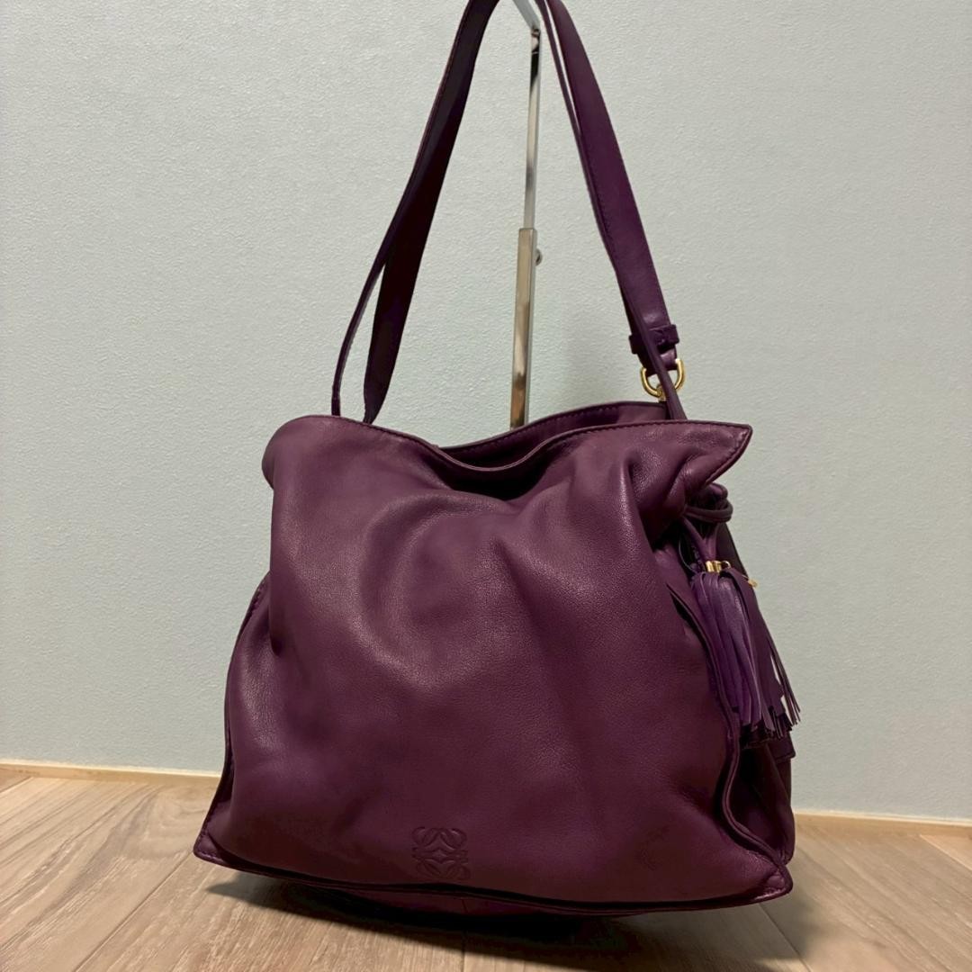 LOEWE Vintage Purple Lambskin 2Way Drawstring Shoulder Bag