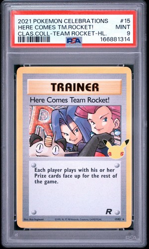 2021 POKEMON CELEBRATIONS CLASSIC COLL #15 HERE COMES TEAM ROCKET!-HOLO PSA 9