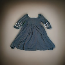 Torrid Dress Size 1X 14-16 Dark Blue Chambray Long Sleeve Smoked Peasant