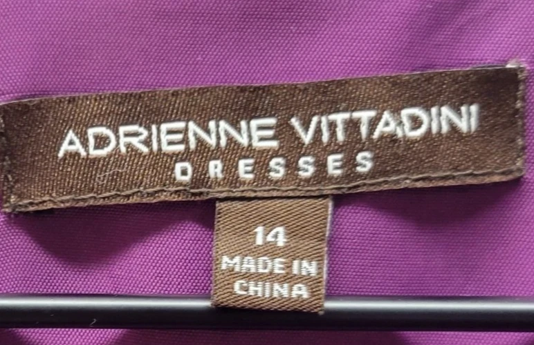 Vestido Vaina Adrienne Vittadini 14 Púrpura Bolsillos con Cinturón Oficina Carrera Moderno Foto 3 de 4