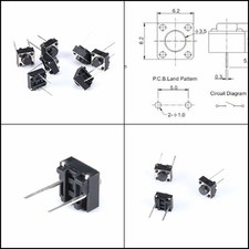 DAOKI 100Pcs Tact Button Switch 2 Pin DIP 6x6x5mm PCB Momentary Push Button
