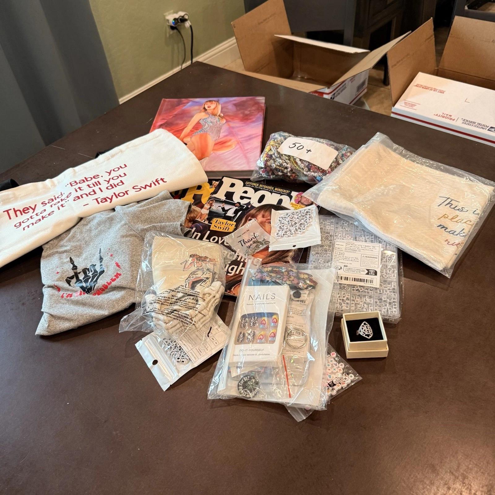 Huge Taylor Swift Fan Merch Lot - CDs, Shirts, Bags, & Bracelets!