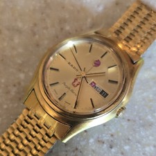 Rado Purple Horse Automatic Day/Date Vintage 1970s Gold Tone Bracelet Watch