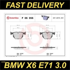 Brembo Brake Pads Set fits BMW X6 E71, F16 3.0 Rear 09 to 19 34212413040 Quality