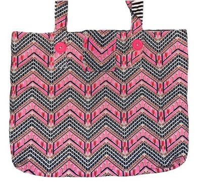 Avon MARK. Reversible Tote Bag chevron/stripes Y2K Beach Bag multi-purpose 