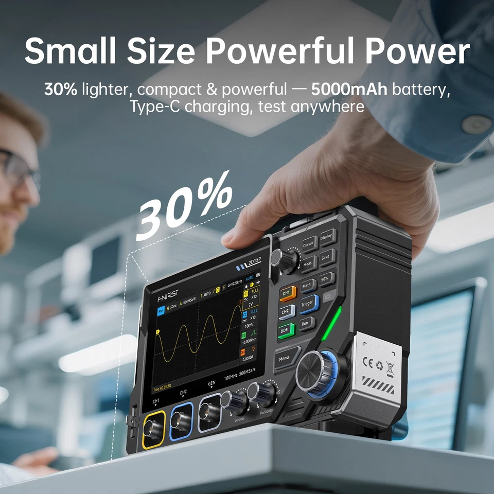 FNIRSI 2D15P Touchscreen Digital Oscilloscope Multimeter Signal Generator 100MHz - Image 3 of 4
