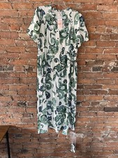 kirundo Women’s Green Paisley Short Sleeve Long Dress Size XXL