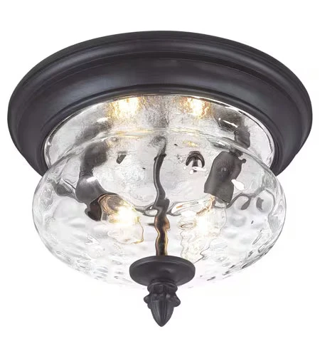 The Great Outdoors 9909-1-66 Ardmore 2-Light Outdoor Flush Mount in Black - Picture 1 of 1
