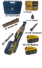 ⚠️YM Electric Ratchet 3/8" Right Angle Wrench Impact/2 Batteries/Sockets Set/21V