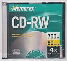 1 Memorex CD-RW Rewritable Disc in Case 700MB 80min 4X NEW Factory Sealed