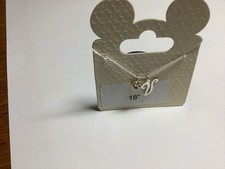 DISNEY Rhinestone Mickey Mouse Letter V Silver Tone Chain Necklace Free Shipp
