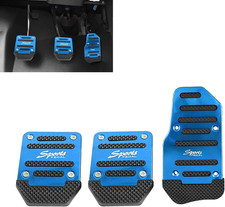 3PCS Car Non-Slip Pedal Pads Set, Metal Rust-Proof Striped Car Pedal Kits, Anti-