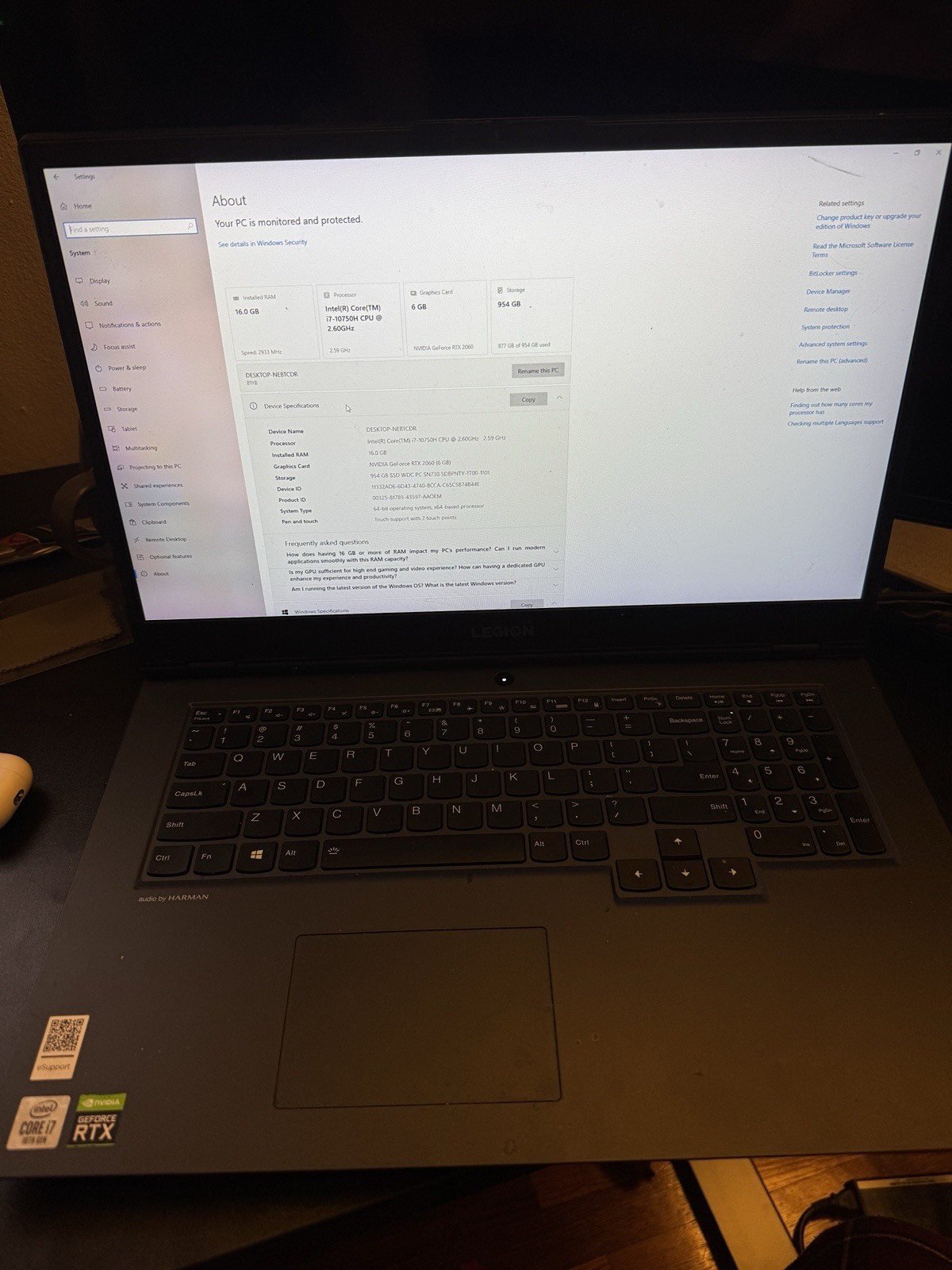 Lenovo Legion 5 Gaming Laptop – 17.3” / i7 / RTX 2060 / 16GB RAM / 1TB SSD