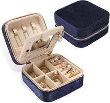 Plush Velvet Travel Jewelry Box for Women  Girls - Small Portable Organizer, St