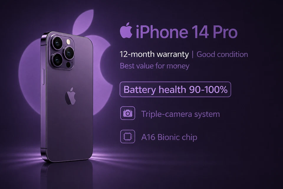 Apple iPhone 14 Pro 128-512gb  1 Tb very good condition 100% battery health, photo 4 of 5