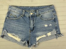 Shein Size S Womens Shorts Distress Cut Off Mid Rise Med Wash Stretch Denim Jean