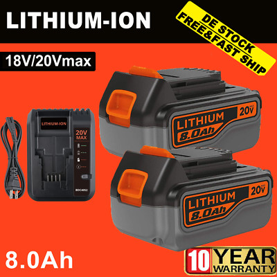 Für BLACK+DECKER Akku 18V 8,0 Ah Lithium BL2018 BL1318 BL4018 BL1518 LBXR20 NEU