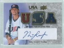 MIKE LEAKE 2008 USA BASEBALL TRIPLE JERSEY AUTO PROSPECT #D 34/99