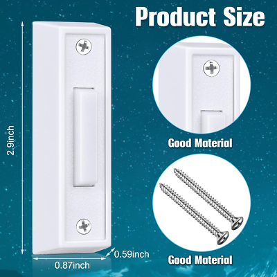 2-Piece Lighted Doorbell Button – Wired, White LED, Wall-Mounted, Low Voltage, Fits Most Chime Systems – Easy Installation