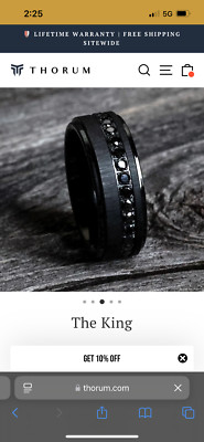 Thorum men s matte tungsten carbide wedding band size 10 1/2. 8mm