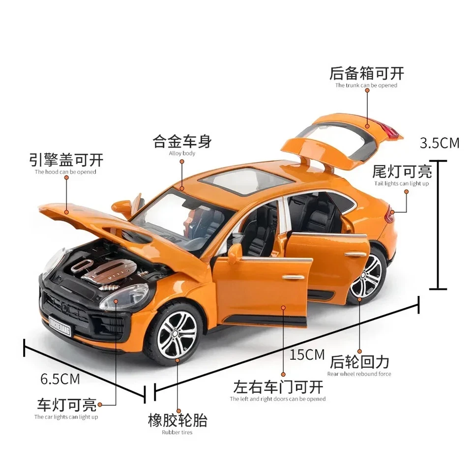 1:32 Porsche Macan T SUV Car Model Alloy Diecast Simulation Toy w/ Sound Light - Image 4 of 4