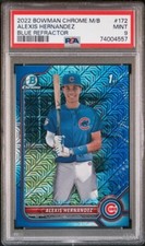 ALEXIS HERNANDEZ 2022 BOWMAN CHROME BLUE MOJO REFRACTOR #118/150 PSA 9