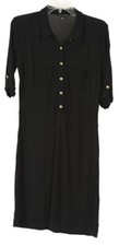 Banana Republic Women’s Dress Medium Black A Line 3/4 Sleeve Button Up 