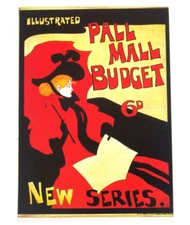 Vintage 1970s Postcard - 1894 PALL MALL BUDGET Poster Art Nouveau Greiffenhagen
