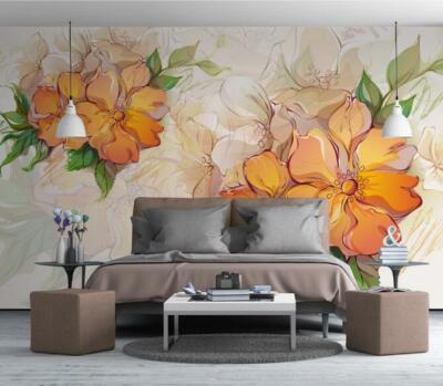 3D Orange Flower ZHU9125 Wallpaper Wall Mural Removable Self-adhesive Zoe