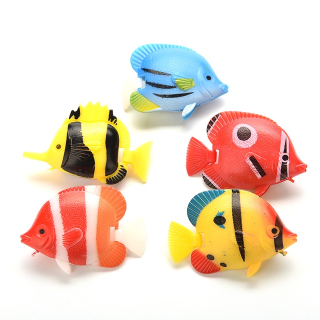 5x Artificial Tropical Fish Floating Moveable Aquarium Fish Tank Toy OP