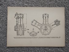 Sectional Drawings showing the Anzani Motor - Antique Print - 1910