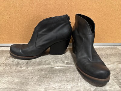 Korks Gemini Womens Leather Heeled Ankle Boots, Black Crackle