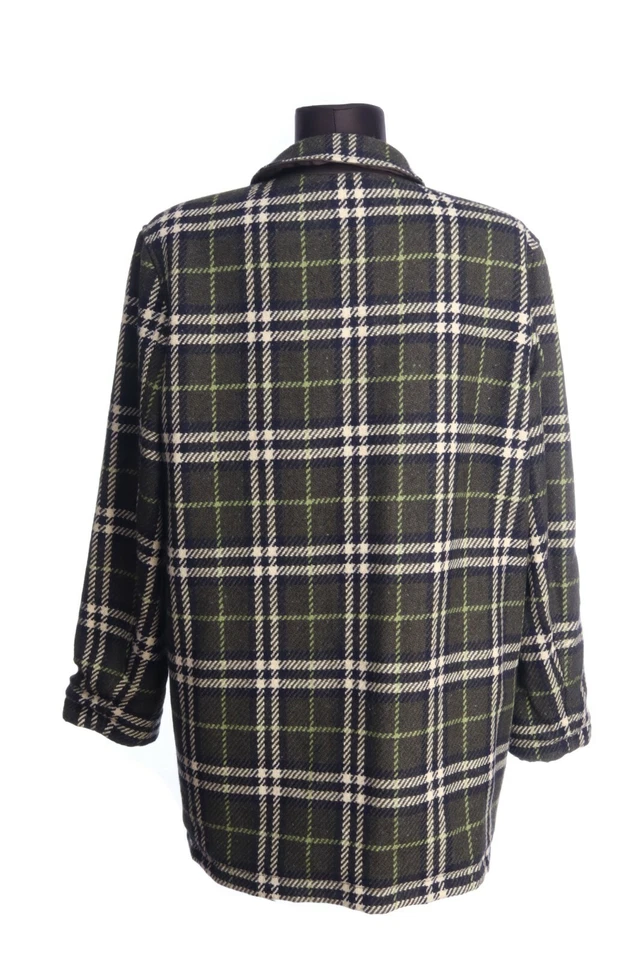 Women's BURBERRY LONDON Dark Olive Plaid Reversible Wool Coat Jacket Size uk 14 - Image 2 of 4