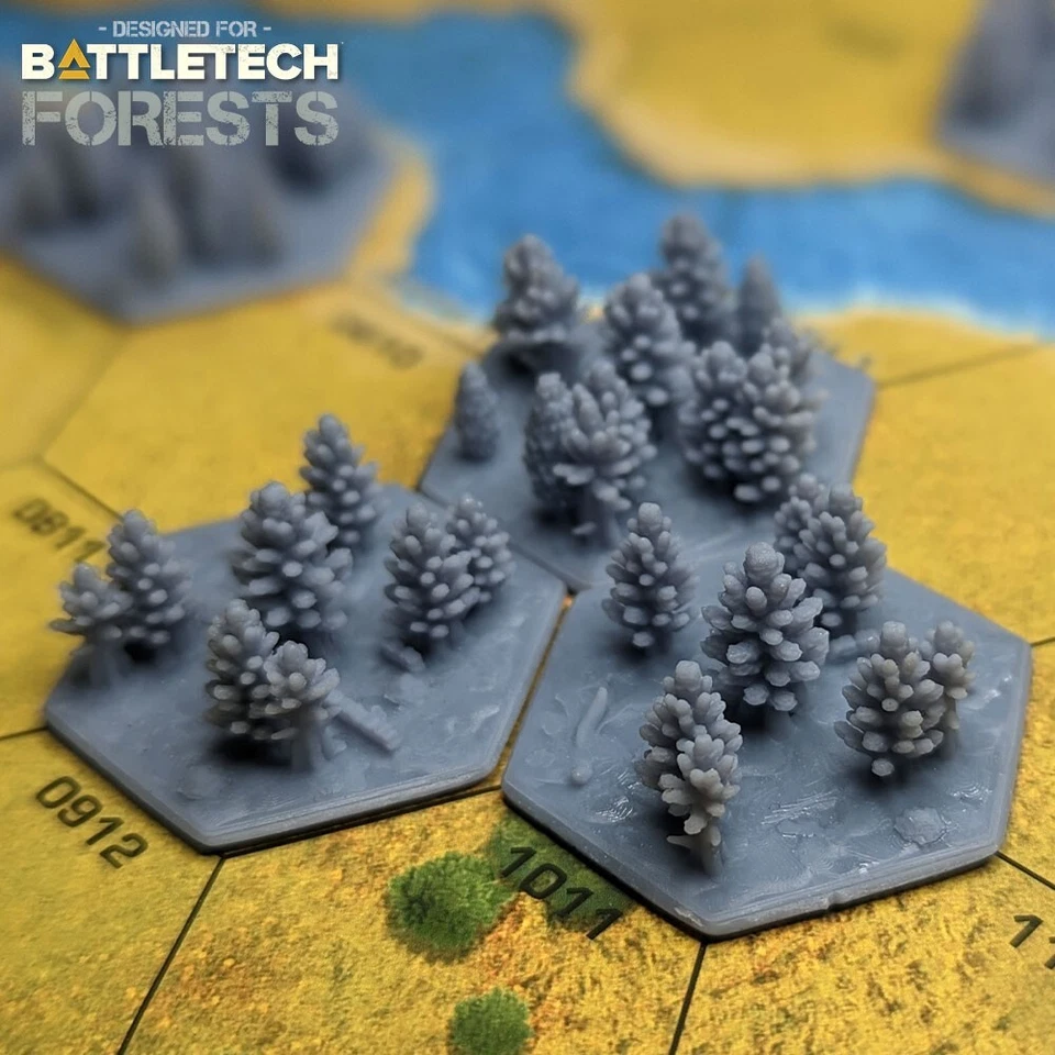 Juego de 4 hexagonales BattleTech Forests 1,25" | Paisaje TTRPG, terreno de juego Foto 4 de 4