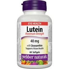 Webber Naturals Lutein with Zeaxanthin 40mg Maximum Strength Superior 60 pcs NEW