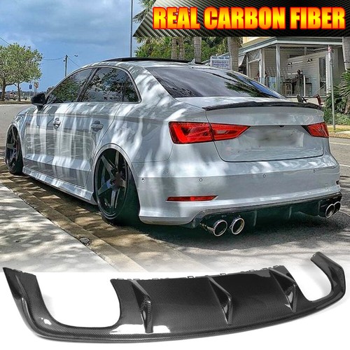 REAL CARBON Rear Bumper Diffuser Lip Spoiler For Audi S3 A3 Sline Sedan 2013-16  - Afbeelding 1 van 14
