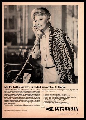 1961 Lufthansa German Airlines Boeing 707 Senator Service Vintage Bag Print Ad