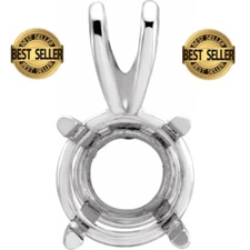 14K White Gold Round Pendant Setting Pre-Notched Mount 2.5mm-10.5mm