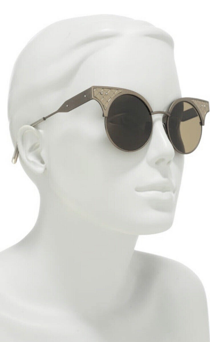 BOTTEGA VENETA BV0113S 002 SILVER METAL BROWN ROUNDED CAT EYE SUNGLASSES. 49 mm Bottega Veneta BV1249S Cat Eye Sunglasses | Fashion Eyewear US main image 4
