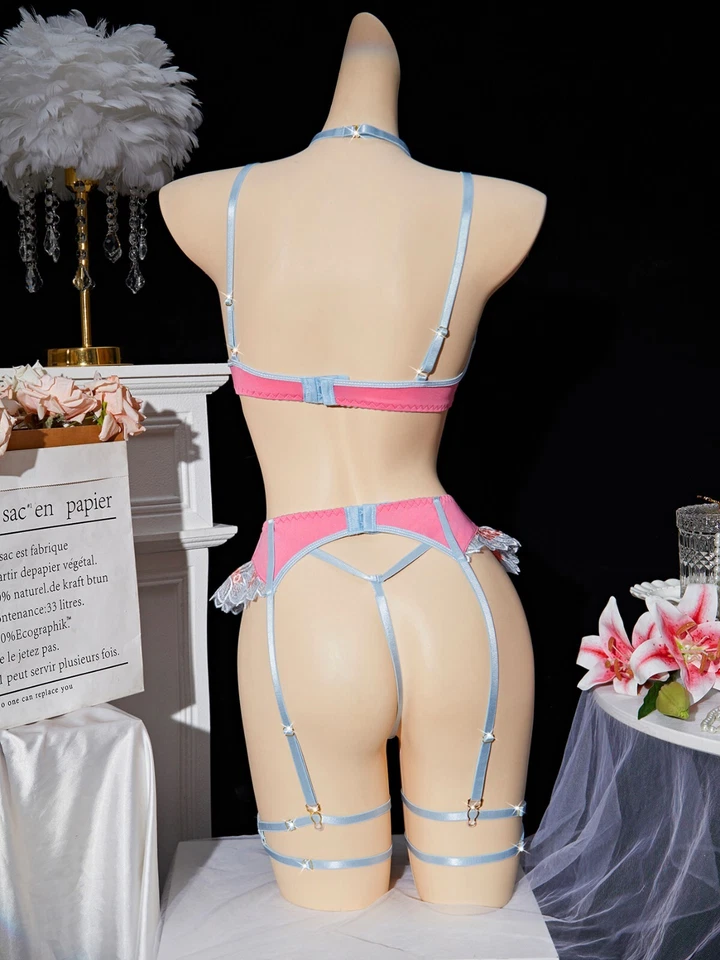 Sexy-Lencería para mujer Tanga Encaje Prendas para dormir Vestido Babydoll Prendas para dormir Ropa interior Foto 3 de 4