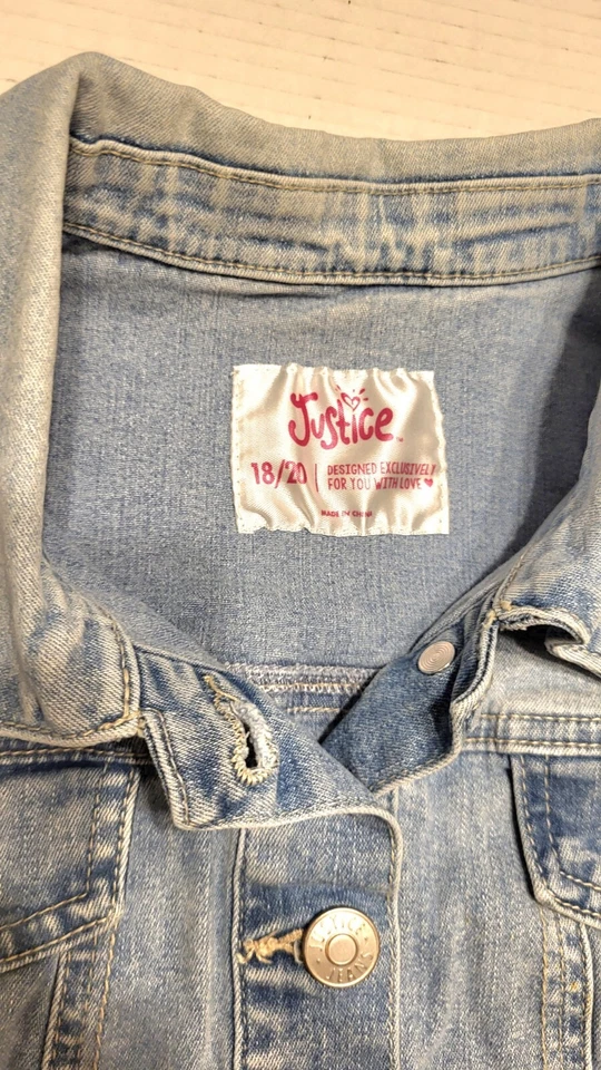 Chaleco vaquero envejecido Justice Girls 18/20 Foto 3 de 4