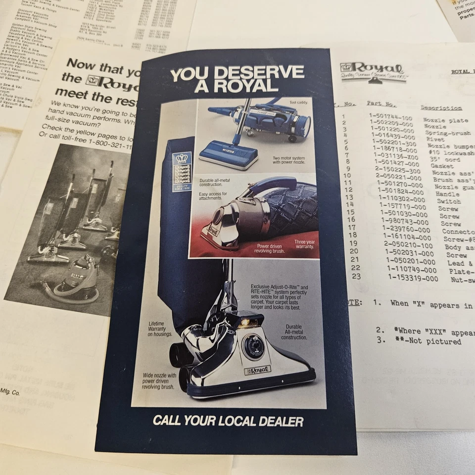 Aspiradora de mano Royal Prince original vintage manuales del propietario 1986 Foto 4 de 4