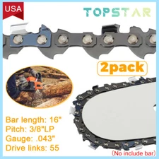 2pack Chain Blade for Stihl MS170 MS180 MS171 MS181 16" Bar 3/8"LP 55DL .043