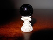 Miniature Dollhouse Dark Blue Gazing Ball on Ornate Resin Base Falcon Miniatures