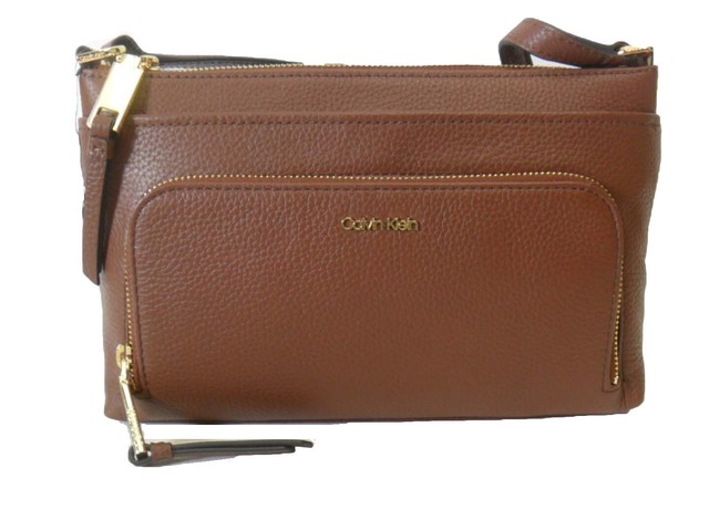 Calvin Klein Lily Pebble Crossbody Walnut Handbag Leather New | eBay